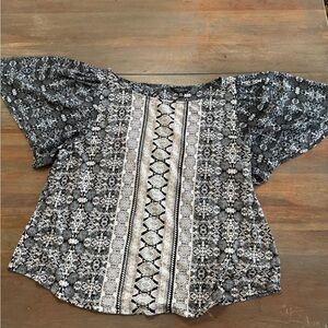 Lucky Brand Black and White Floral Blouse